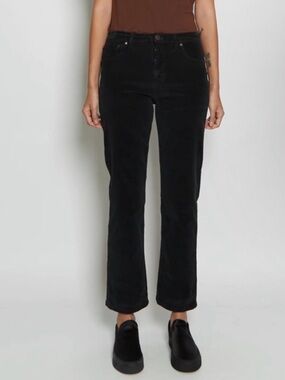 6397 495 Corduroy Pants Washed Black Cropped Straight Leg High Rise Size 25